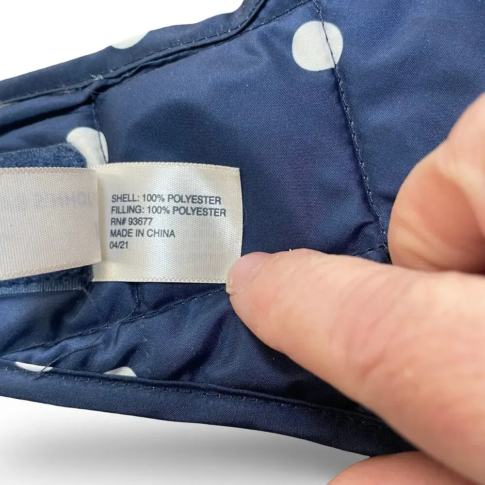 St. John's Bark Dog Jacket Blue White Polka Dot Quilted Winter Coat Size Medium
